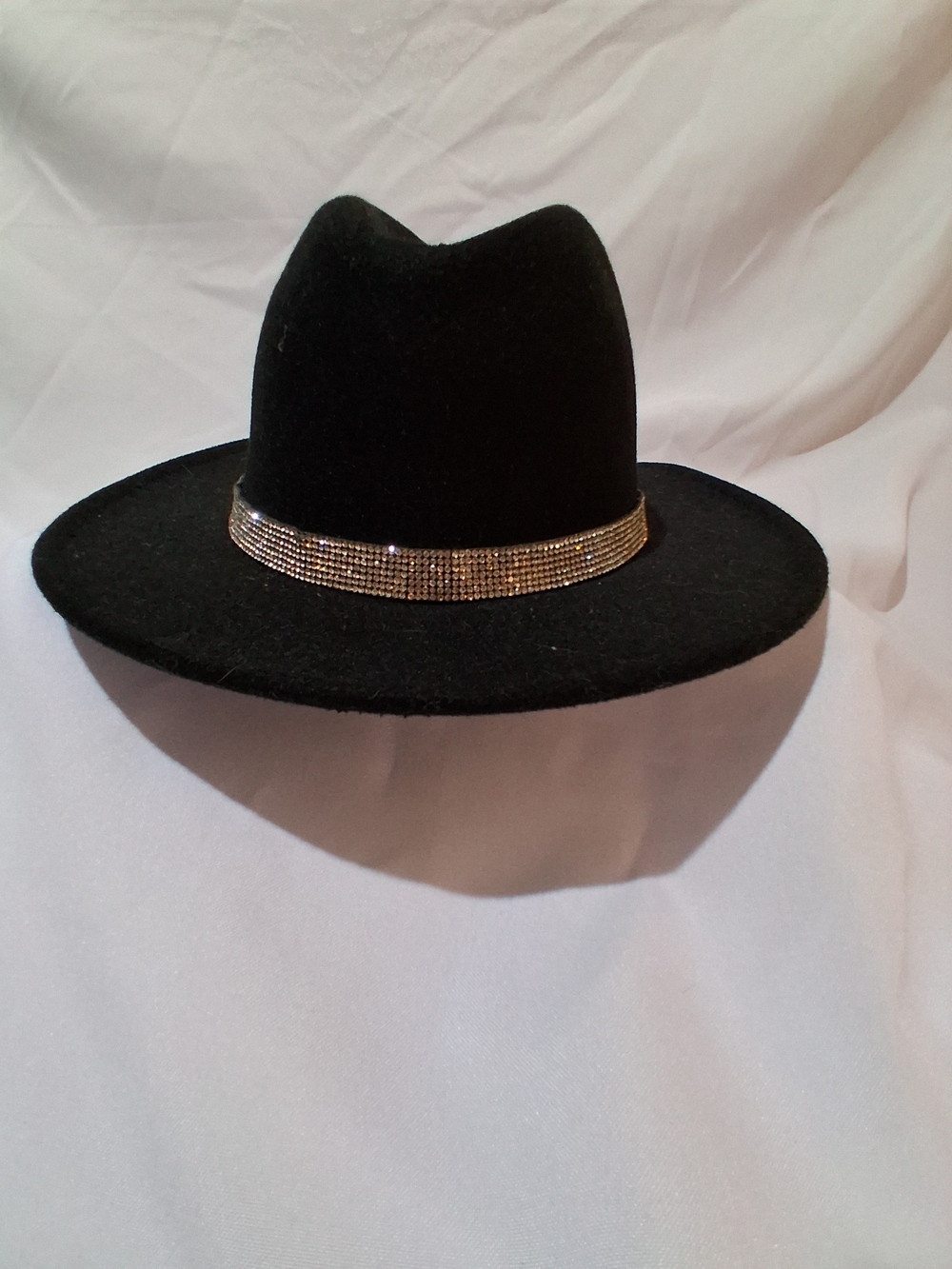 SHEIN Black Wide Brim Fedora with Rhinestone Band - Picture 2 of 4